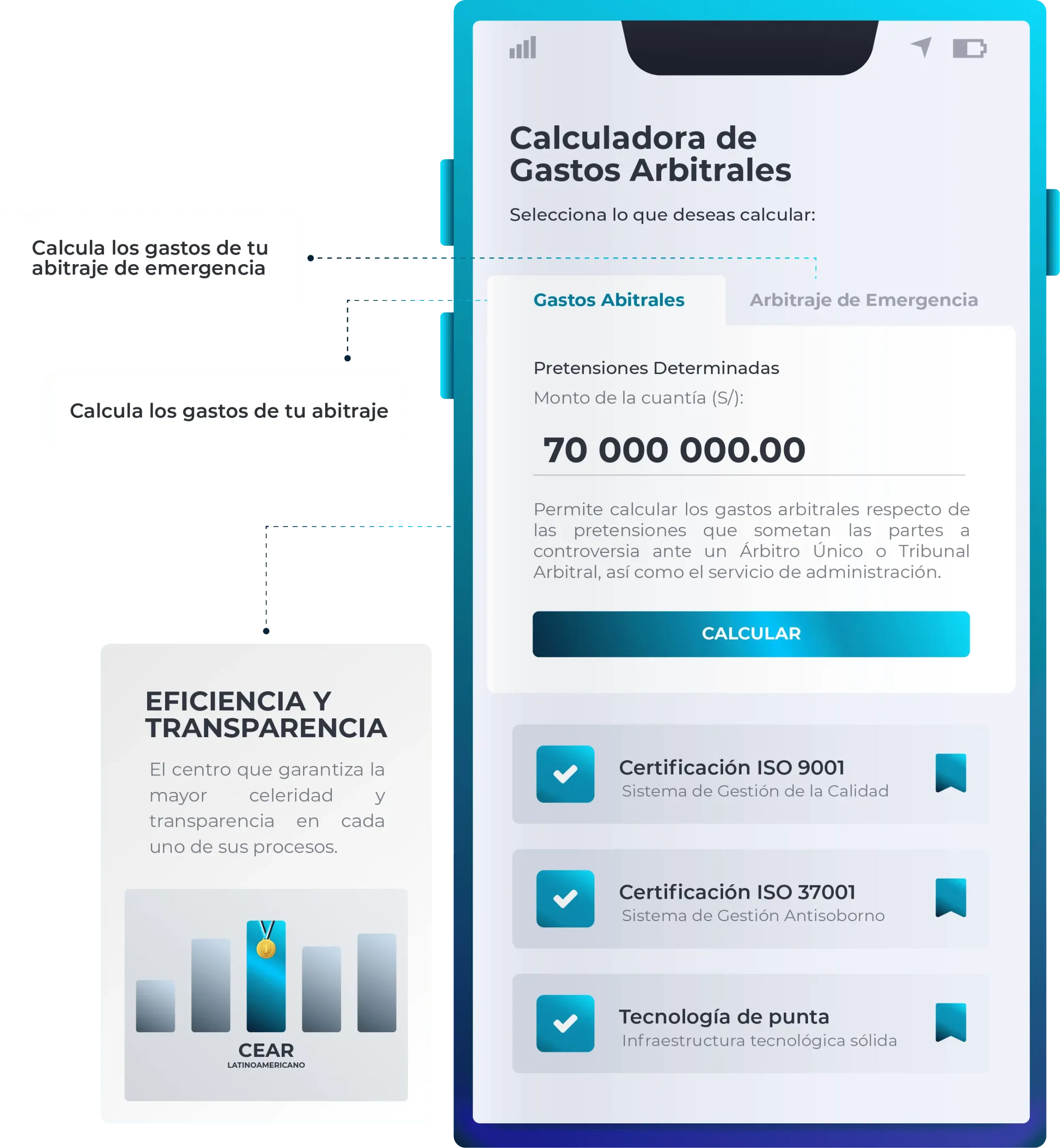 CEAR LATINOAMERICANO calculadora de gastos arbitrales